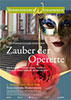 Plakat Zauber der Operette, Veranstaltung während des Herrnsheimer Weinsommers. Portrait maskierte Frau vor Schlosstreppe. Vorne rote Rose.
