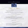Zertifikat Phoenix-Label für limitierte, neu gemasterte Musik-Tonbänder. Oben Logo auf schwarzem Balken, darunter kleine blaue Vignette mit Bild, dann Texte
